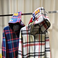 BAPE 체크 상어 기모 후드집업