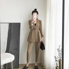 싱글 면접 오피스 수트 세미 정장 투피스 세트