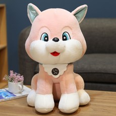 대형 앉아있는 허스키 강아지 인형 전시 인테리어, 핑크_55 cm