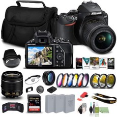 니콘 D3500 DSLR 카메라 1855mm 렌즈 1590 64GB 카드 ENEL14a 배터리 코렐 포토 소프트웨어 케이스 3피스 필터 키트 망원 컬러 기타 갱신 - 니콘d3500