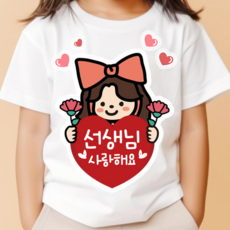 쿠아 스승의날 의류스티커 카네이션 하트 일회용 옷스티커, 1개, 하트리본_여아