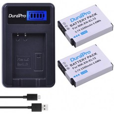 [독일] 듀라프로 2PcS EN-EL12 EL12 배터리 + LCD USB 충전기 용 니콘 쿨픽스 P310 P310 P310 P330 S630, 단일옵션