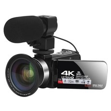 Tiktok4K 울트라 HD 비디오 카메라 브이로그용 카메라 유튜브 30 인치 48MP 18X 디지털 줌 와이파이 웹캠 캠코더 라이브 스트리밍, 10.With Mic Lens With 128G Ca