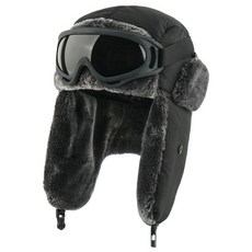 겨울 방수 폭격기 모자 귀고리 러시아 Ushanka 고글 남성 여성 사냥꾼 파일럿 모자 가짜 모피 열 눈 모자