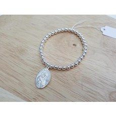 - 925 silver 5mm은볼 마리아상&예수 양면 펜던트 팔찌(기적의패)