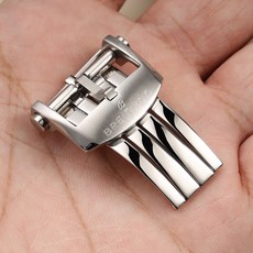 스마트워치줄 BREITLING 매트 걸쇠 버클 스틸 시계 가죽 스트랩 밴드 실버 20mm