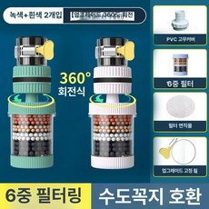 win 수도꼭지정수기필터 필터 수돗물 수도꼭지정수기, 그린+화이트 2개, 기본 색상