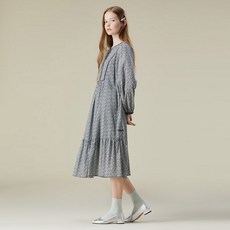  써스데이아일랜드 핀턱 스퀘어 배색 패턴 원피스 (T236MOP166W)  상품 이미지