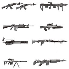 전투소총 저격수총 건프라모델 AK47 M16A4 DSR1 총8종류 세트, 총 프라모델(8개)