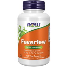 NOW 보충제 Feverfew 0.5% - 0.7% 파테놀라이드 허브 보충제 식물성 캡슐 100개 (1팩), 100정