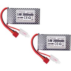 파이투 2PCS 7.4V 2000mAh T형 플러그 리튬 배터리 for 9200 9200E 9202E 9204E 9205E 995E 2995 YC300 HM101 HB101 25-