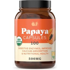 미국산 파파야 파파인 효소 500mg 고함량 100캡슐 Papaya Papain Enzym, 파파야  파파인 효소 500mg 100캡슐, 1개, 100정 - 파파인효소