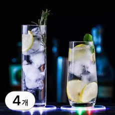 4개 세트 LED 술 잔 받침대 파티 캠핑 용 엘이디 코스터 맥주 컵 티 머그 받침 매트 홀더, R99675W(4개세트 화이트