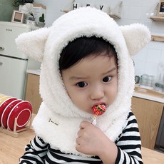 곰돌 양털 넥워머 유아동 목도리 머플러 곰돌이 모자