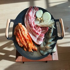 국산 바베큐 강철 솥뚜껑 고기불판 그리들 풀세트(전용가방+다리+우드 손잡이)