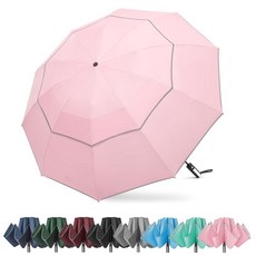 정품보장 G4Free 62 Inch Windproof Inverted Umbrella with Reflective Stripe Large Compact Reverse Golf fo, 핑크 - 지포어골프웨어