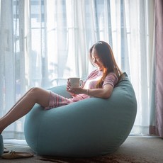 무지빈백 소파 원룸 1인용 발받침포함 콩쇼파 빔백 공의자 대형 일인쇼파 빈팩, 그린