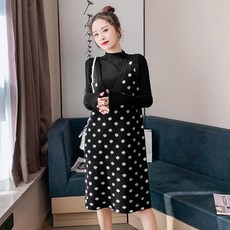 임부 겨울 가을 스웨터 런닝 도트 니트 얼간아줌마 투수영복 임신 기간 슬림핏