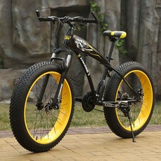남여공용 뚱 타이어 팻 바이크 두꺼운 바퀴 초보 입문, 21단 블랙 레드 24인치