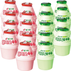 (냉장)빙그레 단지 딸기우유 2종 혼합세트 (딸기맛 and 메로나맛), 9세트, 480ml