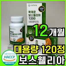 보스웰리아 1200mg 추출물 분말 100% 인도산 보스웰릭산 65% 해썹 식약처 인증, 120정, 6개