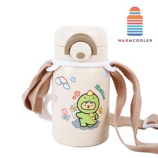 웜쿨러 원터치 보온 보냉 텀블러(스티커+스트랩세트), 01크림텀블러1개+스트랩1개+스티커4종, 1세트, 220ml 01크림텀블러1개+스트랩1개+스티커4종, 1세트, 220ml