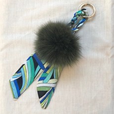 더블유팝 폭스스카프키링 리얼 폭스 퍼 키홀더 키링 폼폼이 백참 여우털 스카프 가방 장식 고리