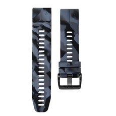 Abanen아바넨 카모 실리콘 가민픽스 프로 47mm 인스팅트 2 솔라 포러너 955/965 페닉스 6 5용 시계 밴드, Black-Grey, 1개