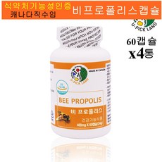 U-PICK LAND 캐나다 비프로폴리스 추출 분말 면역력높이는영양제 플라보노이드 구강 항균 항산화 아르테필린c 고함량 어린이 청소년 키즈 환절기 목건강 propolis 효능 캡슐, 4개, 60캡슐