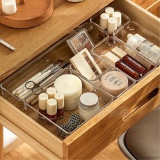 책상 서랍 정리 아크릴 트레이 정리함 약정리함 정리대 서랍트레이 수납함 책상서랍 파티션 화장대 보관함, D세트