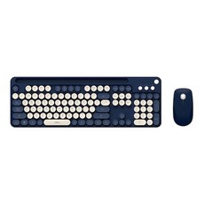 앱코 무선 멤브레인 키보드 마우스 세트, 인체공학, WKM50, NAVY BLUE