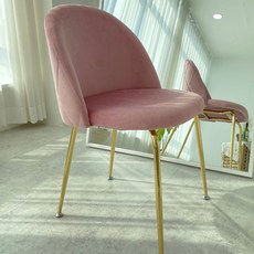 올데이즈 골드 벨벳 퀄팅 인테리어 의자, 핑크