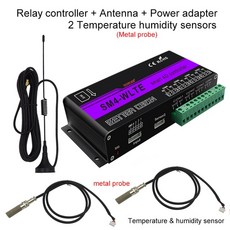 보안용품 안전 4G LTE GSM 릴레이 스마트 스위치 4CH 온도 습도 컨트롤러 원격 제어 알람 모듈 오프너 가, 06 With 2 Temp Hum