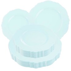 골드접시 WDF 60pcs 플라스틱 추수감사절 접시 바로크 화이트 골드 일회용 낙하 30 디너 10 25인치 30샐러드 7 5인치, Mint Green