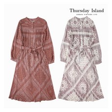 [써스데이아일랜드] [Thursday Island] 여성 반다나 패턴믹스 슬림 원피스(T2