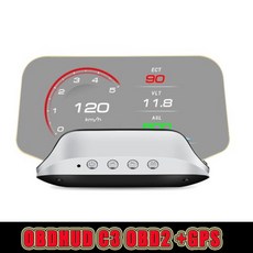 헤드업디스플레이 자동차 헤드업 디스플레이 GPS 네비게이션 디지털 속도계 온보드 컴퓨터 프로젝터 OBD 2 스캐너 테스트 키트 C3 OBD2, 1개