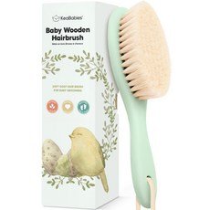 Baby Hair Brush - Baby Brush with Soft Goat Bristl 베이비 헤어 브러시 - 부드러운 염소 강모가 있는 베이비 브러시 요람 캡 브러시 모두, 1개, 세이지