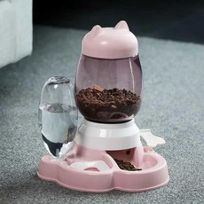 강아지 고양이 페달 반자동 급식기 연한 피더 복숭아색 반려동물, 1개, 1. 분홍 지능 목걸이
