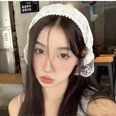 루비앤 러블리 레이스 삼각 두건 헤어밴드 반다나 보닛 여름 휴양지 데일리 패션 머리띠