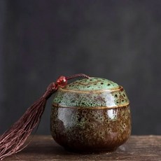 반려동물유골함 70ML 항아리 미니 상자 용기 장례 기념 도장 새 콜럼바리움 개 세라믹 화장, GREEN, 1개