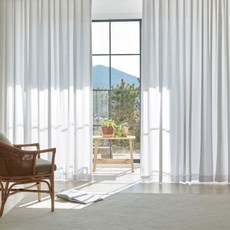 뷰하우스 소프트밀크 나비주름 쉬폰커튼 중형