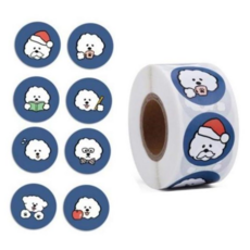 어린이집선물 강아지 얼굴 스티커 푸들 500pcs 다이어리꾸미기, 블루강아지(S690)