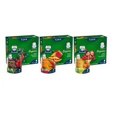Gerber Organic Fruit & Veggie Variety Pack Pureed Baby Food 거버 오가닉 프루트 베지 퓌레 이유식 3종 99g 18팩, 1