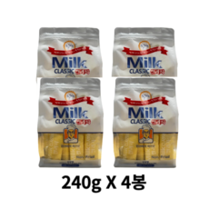 밀크 클래식 쌀과자(240g) x 4봉 우유맛 쌀과자 우유쌀과자 쌀과자4봉 촉촉한 쌀과자 부드러운 쌀과자 [원산지:중국], 240g, 4개