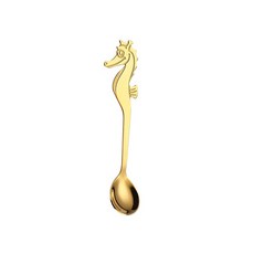 스푼 해마 커피 차 디저트 믹싱 밀크 쉐이크 식기 주방 용품 크리스마스 음주 양식기, 04 Gold sea horse
