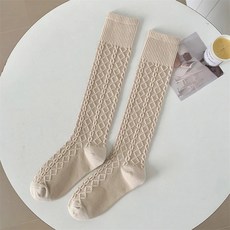 일본양말 여성용 레트로 스타킹 일본 스타일 단색 무릎 높이 양말 캐주얼 긴