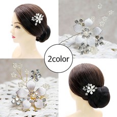 너만의 퓨어플라워(2color) 셀프웨딩 한복 돌잔치 브라이덜샤워 파티 뒤꽂이 올림머리장식 옆꽂이 헤어핀 스냅 무용 대회 행사