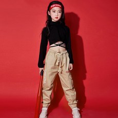 S0013아동댄스 힙합 아동 무용복 남녀 공연복 WWJ13, 블랙C