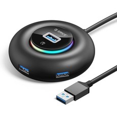 오리코 RGB LED Game 4포트 USB 3.0 허브 + 5V 2AC 타입 전원 입력 포트 PS4 PS5 XBOX ONE (YXR2), 1.8m