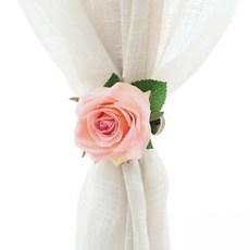 아트박스/더플라워마켓 한송이 장미 플라워 커텐집게, 핑크